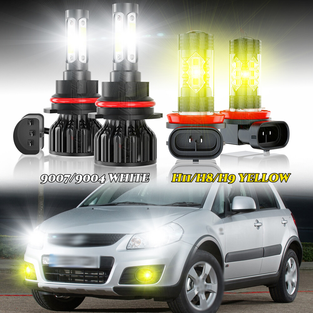4x LED Headlight High/Low + Fog Bulbs For Suzuki SX4 2007-2014