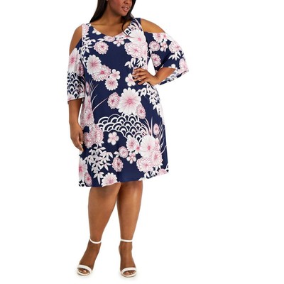 New $79 Connected Apparel  Women's Knee Length Half Sleeve  Shift Dress A6972