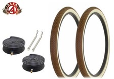 ALTA BICYCLE CRUISER WIRE BEAD TIRES 26x 2.125 BROWN CREAM CLASSIC BRICK 6pc SET