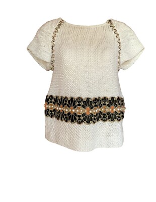 CHANEL 2018 CRUISE EMBROIDERED TWEED JACKET TOP CRYSTAL BEAD PEARL