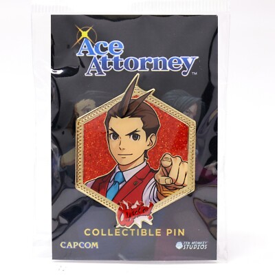 Apollo Justice Ace Attorney Phoenix Wright Gold Enamel Pin Figure Full Color