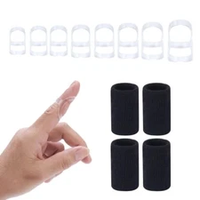 12 pcs Fingr Splint Kits Including 8 Pack Oval Finger Splints Clear Type and 4 P