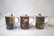 Vintage Christmas Mugs 1997 Set of 3 Fine Works Design Christmas mugs, teacups