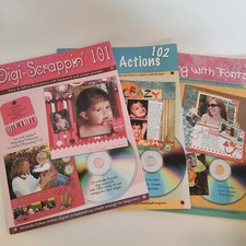 3 Digi Scrappin 101 Brushes Actions 102 Designing with fonts 103 CDs included