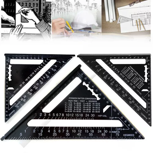 7" Triangle Ruler Aluminum Alloy Speed Square Roofing Measuring Tool 0-90°BU - Picture 1 of 5