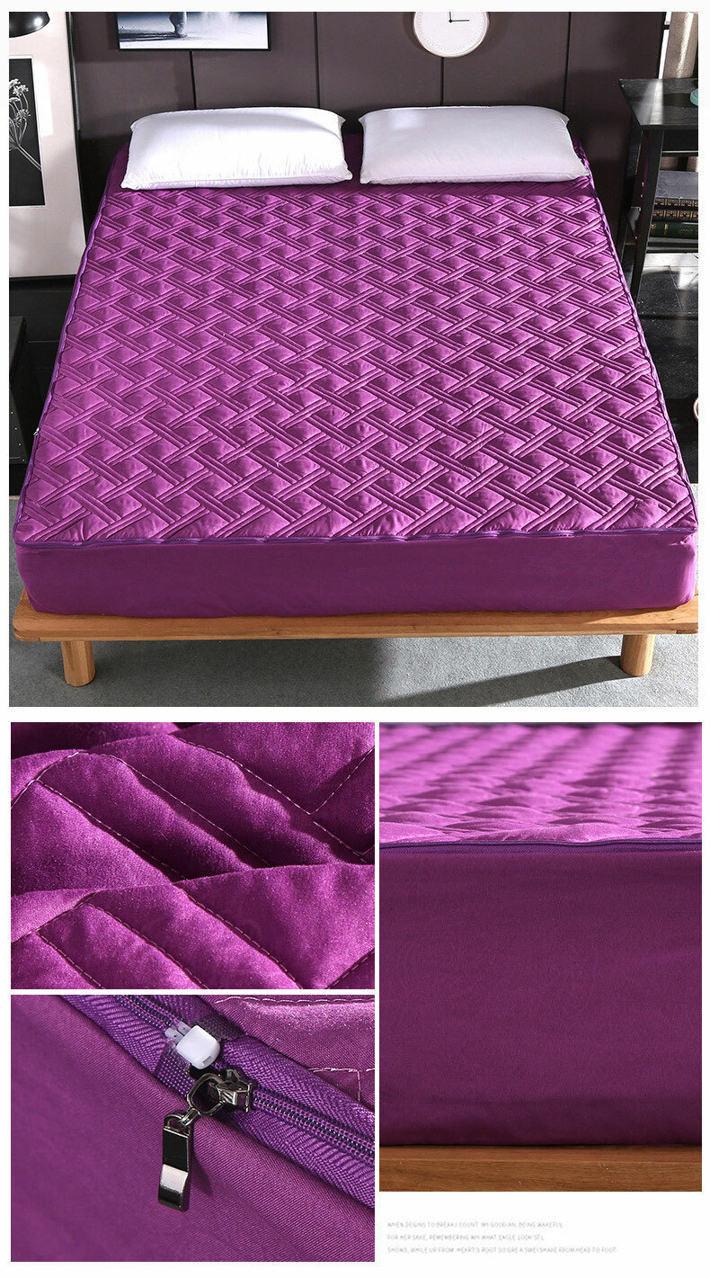 Quilted Cotton Mattress Cover Protector Full Size Bed Twin Zipper