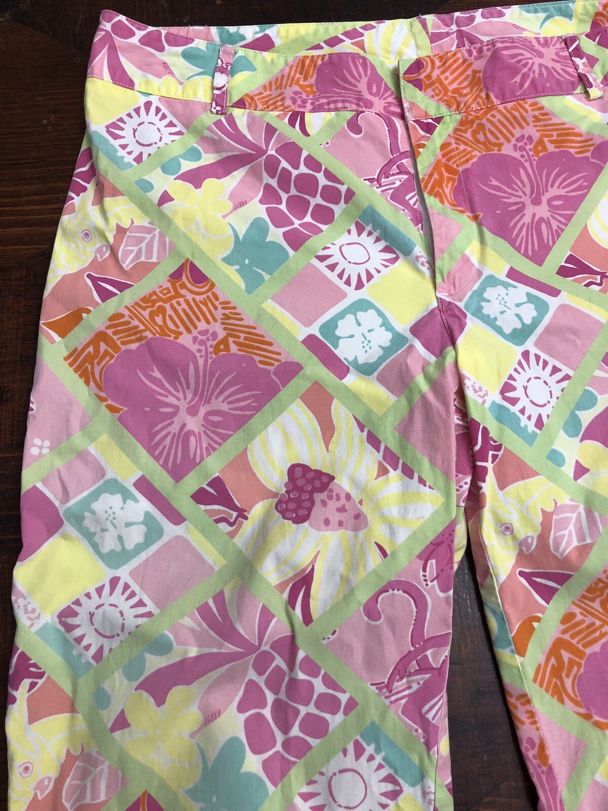 Lilly Pulitzer Pink Monkey Patchwork capri pants … - image 3