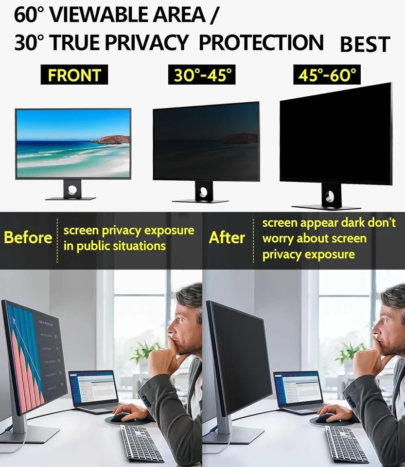 Protescreen Privacy Screen Filter Best Privacy Protection for Laptop 24" 16:10 W - Image 2 of 4