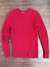 Chaps  Cable Knit V-Neck Sweater Red Boy's Size XL 18-20