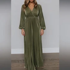 Baltic Born Venus Pleated Maxi Dress Sage Green Women’s Size XS NWT