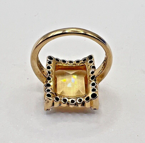 Art Deco 18K Gold Ring Studded with Citrine and 0.26 Ct Diamonds, With Certi. - Picture 9 of 10