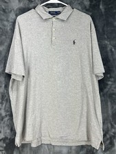 Polo Ralph Lauren Shirt Men's XL Gray Classic Fit Polo Casual Preppy Blue Pony