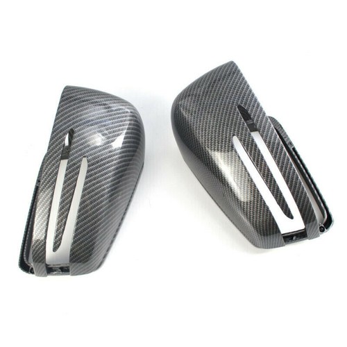 Carbon Fiber Look Wing Mirror Cover Caps For Benz W204 W176 W212 CLA250 C63 - Picture 10 of 12
