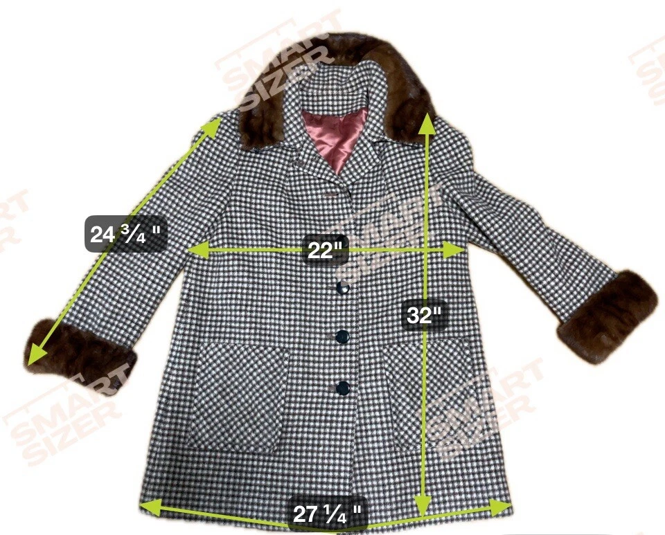 Chaqueta vintage hecha a mano con puño y cuello de piel forrada de tweed con botones Foto 3 de 4