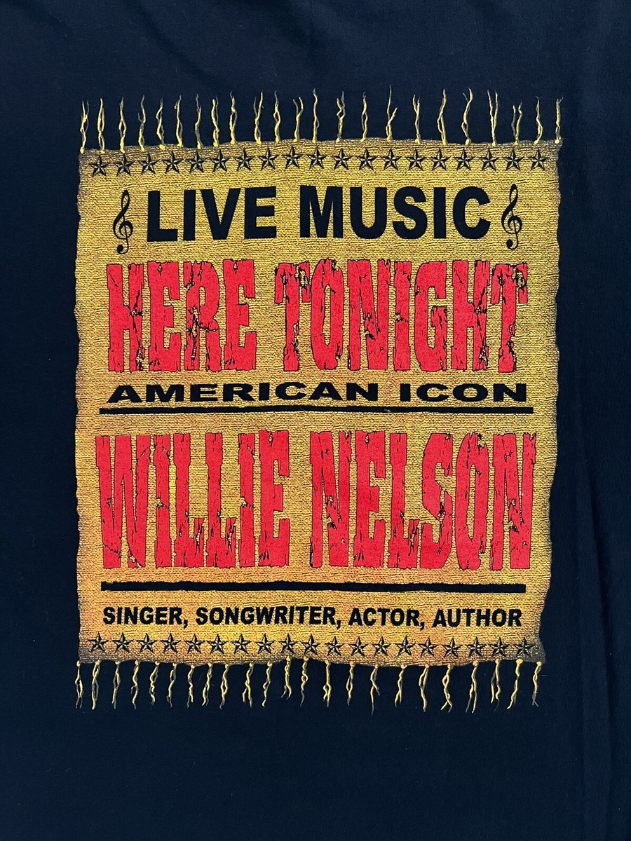 Willie Nelson Live Icon Country Vintage Shirt Single Stitch Band Medium 19”x 28” View 5