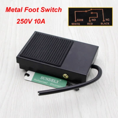 SUNDELY Metal Antislip Industrial Foot Operated Pedal Foot Switch AC 250V 10A Hot
