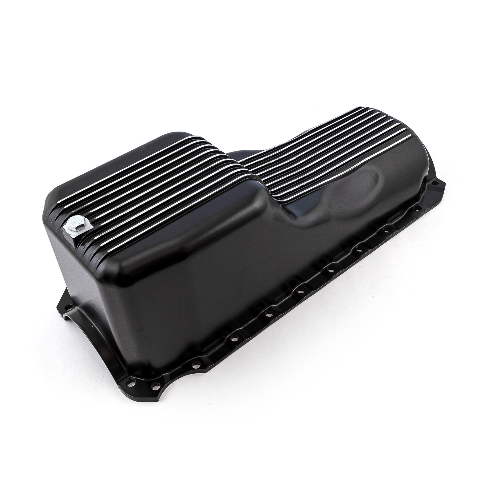 Chevy BBC 454 2Pc Early Gen 4 1965 1990 Black Finned Aluminum Oil Pan