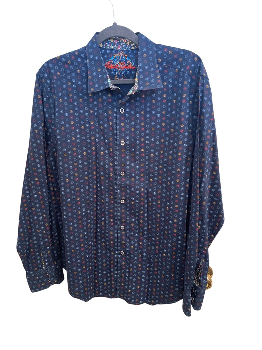 blue hexagon dress shirt White & Blue Hexagon Dress Shirt  Cosiani
