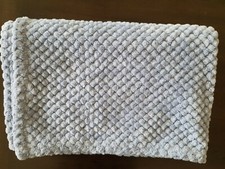 BLUE Textured Minky Baby Crib Blanket 30" 36" EUC