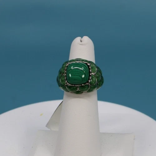 VERT ONYX COUPE Ovale Gemme 925 Argent Sterling Bijoux Bague / Jl _1302