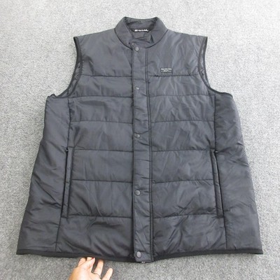 Travis Mathew Vest Mens XL Black Quilted Puffer Snap Front Ripstop Nylon