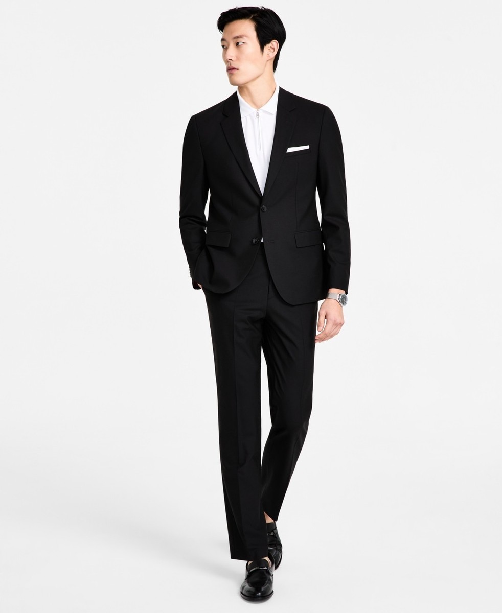Hugo Boss Mens Modern fit 2 Piece Suit 44 R / 37 Waist Black Solid