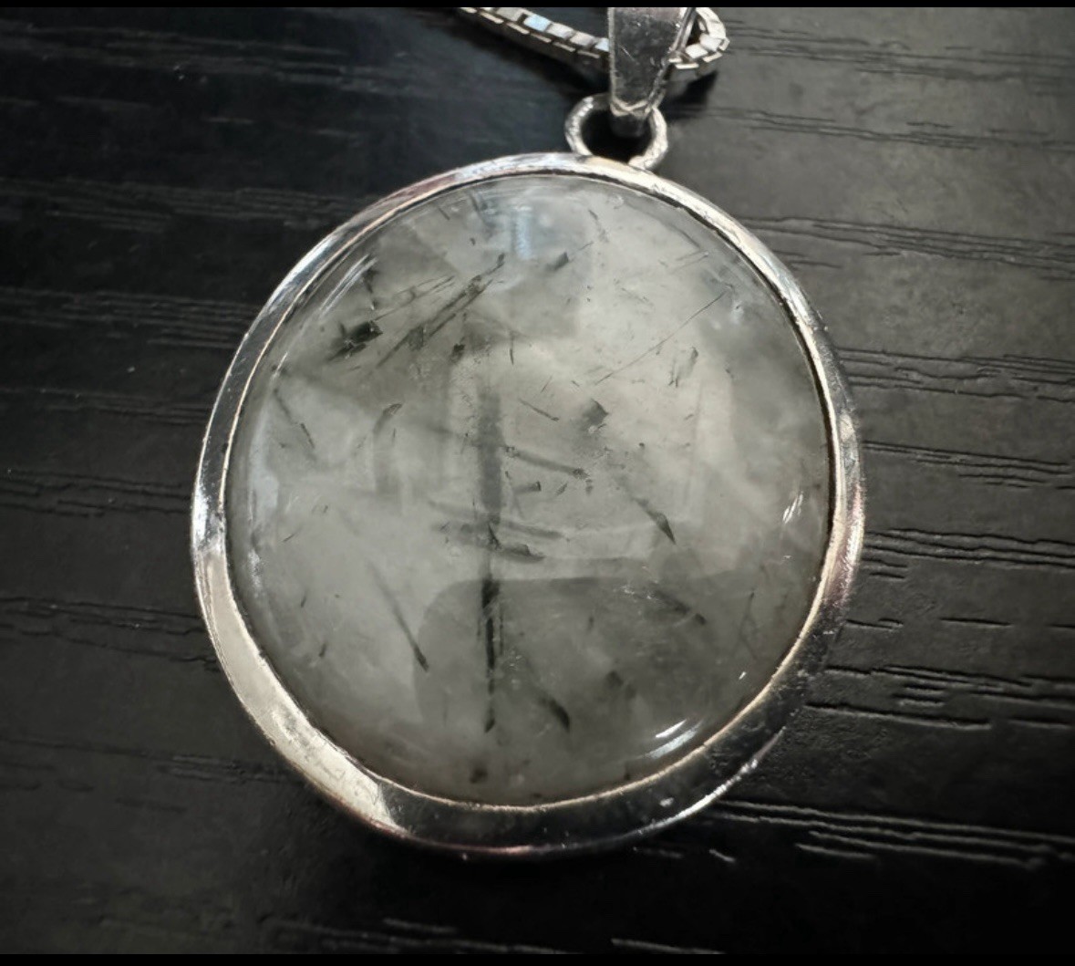 Solid 925 silver pendant gem stone with silver pl… - image 2