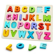 Wooden Puzzles for Toddlers, ABC Learning Toys, Preschool Alphabet Puzzle