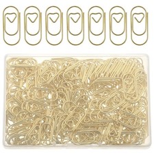 200 Pack Mini Binder Clip 0.8" Heart Paper Clips Gold 0.787 inches,