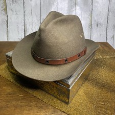 Vintage Fedora Hat Wool Made In USA Leather Band Brown Indiana Style