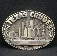 WE05103 GREAT VINTAGE 1970s ADM TEXAS CRUDE OILFIELD SOLID BRASS BELT BUCKLE