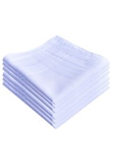 Men's Pure White 100 Cotton Handkerchiefs Classic Hankies 002-6pcs