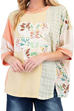 Easel 3/4 Floral Cotton Boxy Top Canapeac Women's Size Medium