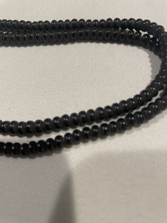 Antique Vintage Black Glass Bead Strand 24 Inches