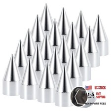 Lug Nut Covers 33mm 4-1/4" Spike Push-on Nut Covers ABS 20 Pack Silver-4 1/4"