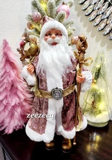 Windy Hill Christmas Pink Shabby Chic Santa Claus Doll Figurine Figure Decor 18"