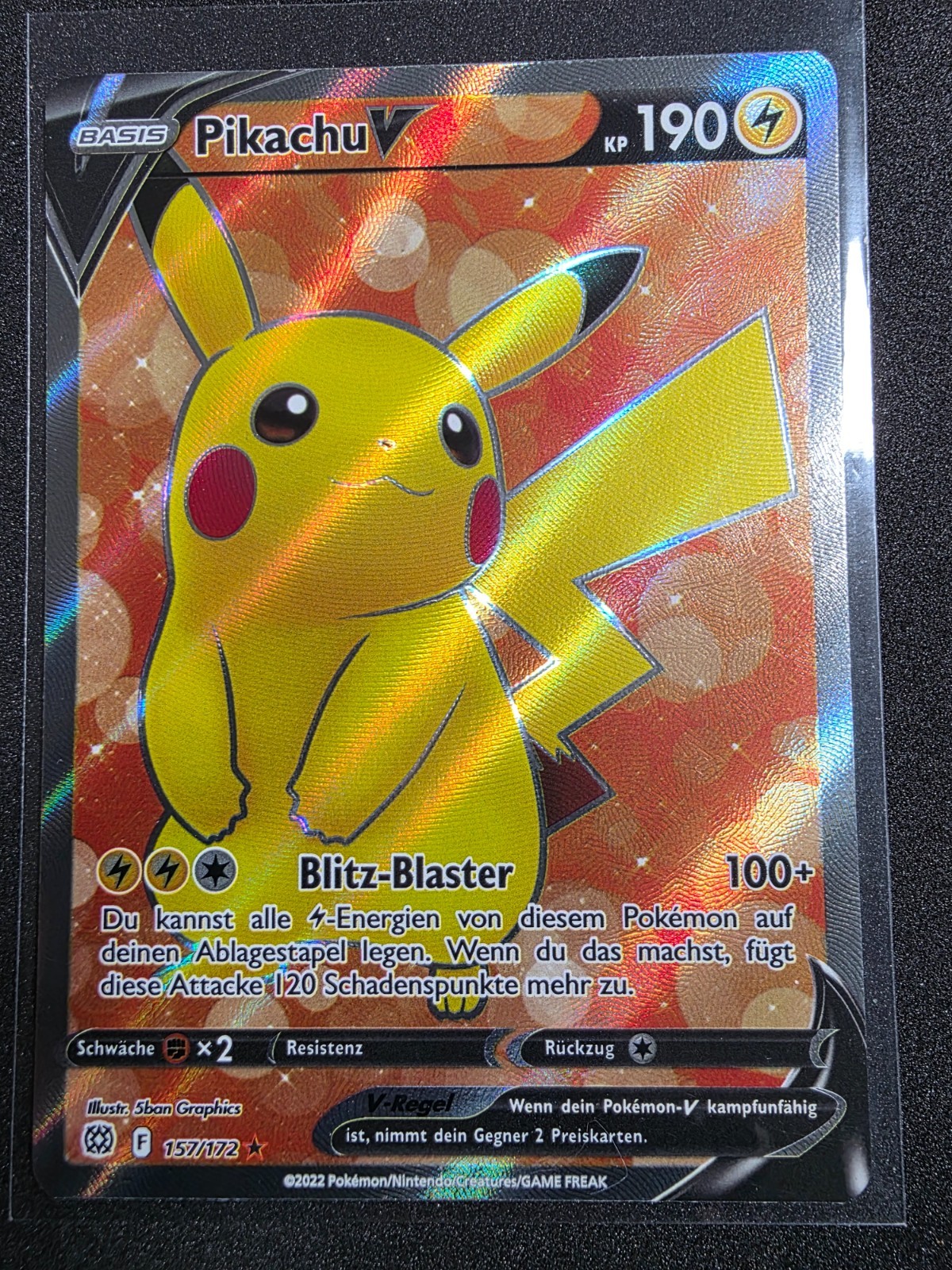 Pokemon Pikachu V 157/172 Full Art Holo - Sword & Shield - German - NM+ MINT
