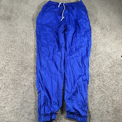Sergio Tacchini, Vtg Sergio Tacchini Track Pants Womens 12 Blue Nylon Lined Elastic Cuff Zippers