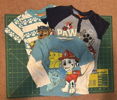 Set of 3 Paw Patrol Toddler Shirts size 2T Short/long sleeve blue/white Chase