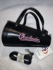 Vintage Cheerleader Megaphone Black W/ Pink Embroidered Mini Purse Bag W/ Tags