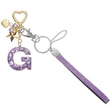 Initial Letter Keychain Letter-G Keychains Bling Love Star Key Chain Purple