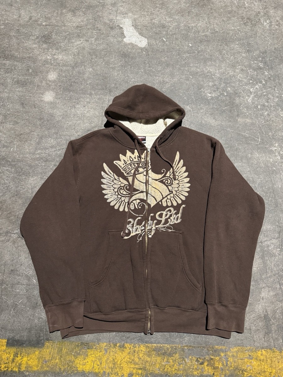 Vintage Shady LTD Full Zip Sherpa Lined Black Hoodie Men's Size XL