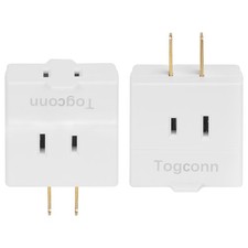 2-Prong 3-Outlet Polarized Wall Extender 2 Pack - Multi Plug Splitter Convert...