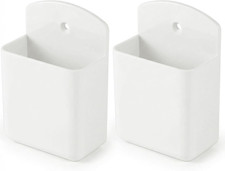 2 Pack White Remote Control Holder, Self adhesive Wall Mount Storage Box for TV