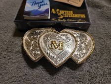 Montana Silversmiths Triple Heart "M" Initial Belt Buckle Cowgirl Western NIB