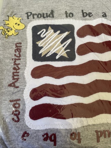 Vintage Snoopy & Woodstock Proud To Be A Cool American Flag Shirt Size XL - Picture 2 of 5