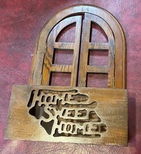 Vintage Wood Wall Hanging shelf Carved Cut Out Home Sweet Home Vintage