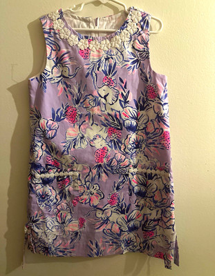 Lily Pulitzer Sleeveless Floral Dress Pockets  Purple Pink Blue Size 6