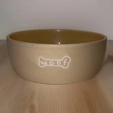 Pearhead Ceramic Woof Dog Bowl, Holds 3 Cups, Stoneware Food and Water Dish, Pet