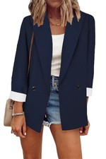Damen Blazer Cardigan Elegant Oberteil Trendy Business Look Top Businessjacke